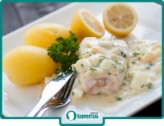 Маленькая фотография блюда по рецепту «Рыба отварная по-польски»